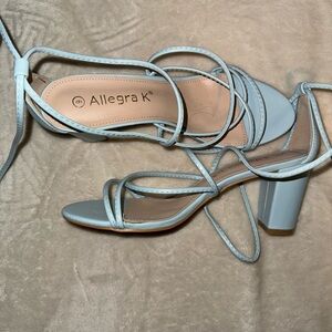 Allegra K Blue Strappy Heels Modern Design